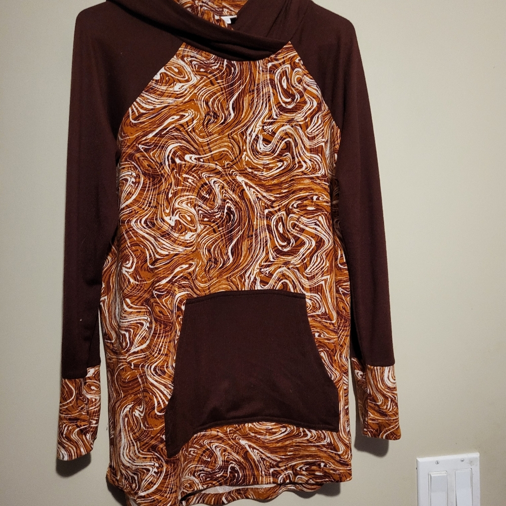 Brown Swirl Pattern Hoodie